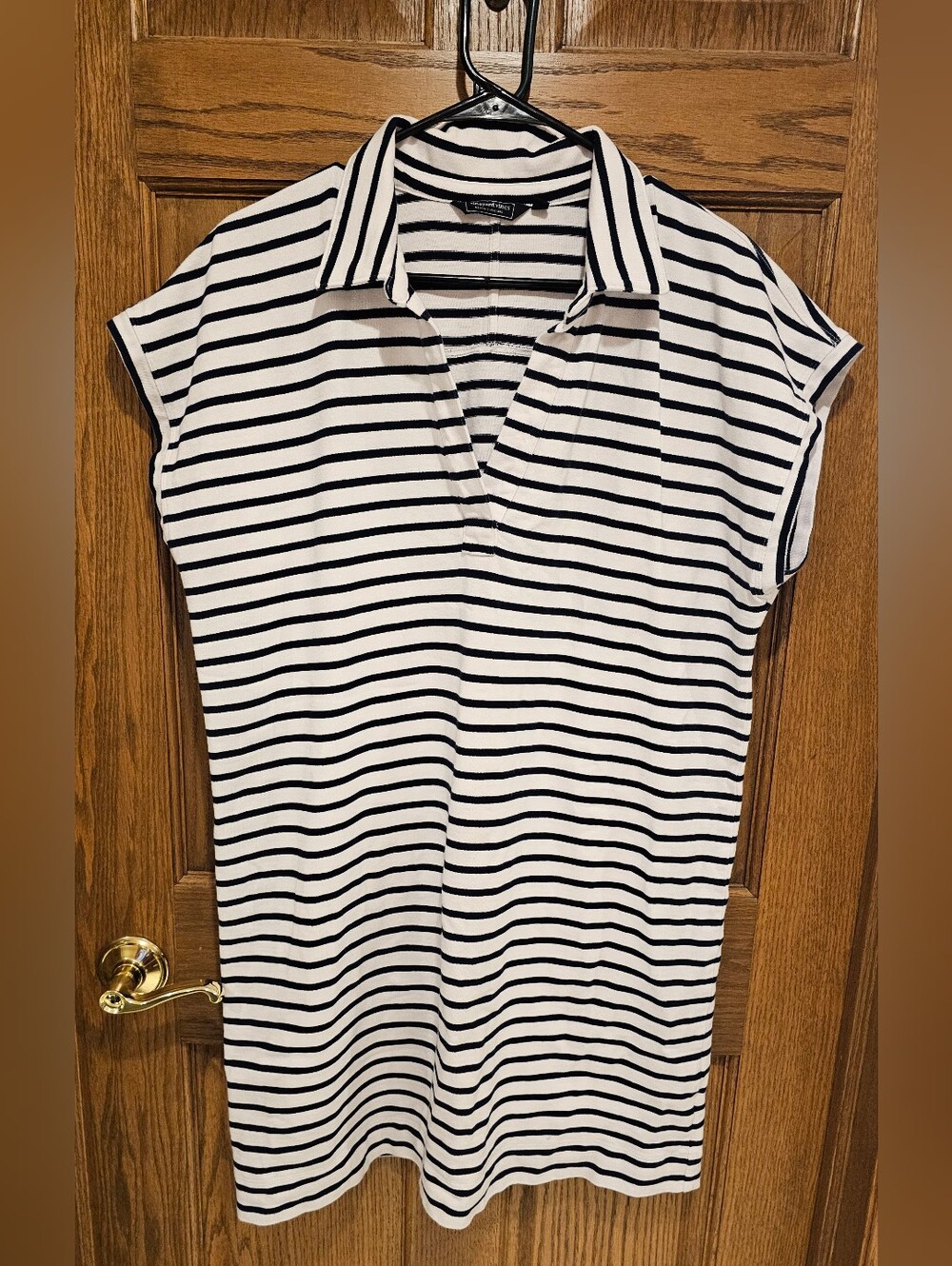 Vineyard Vines White and Black Striped Polo Tunic